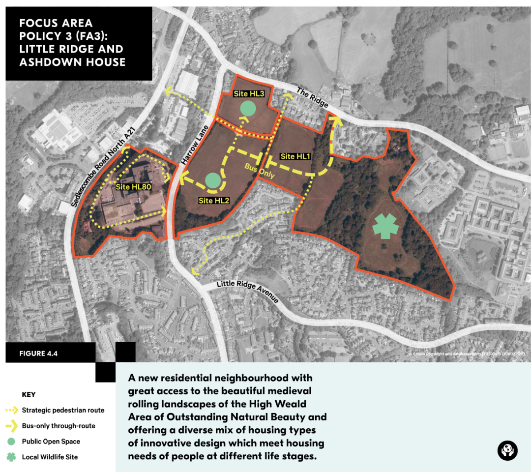 A new residential neighbourhood with great access to the beautiful medieval rolling landscapes of the High Weald Area of Outstanding Natural Beauty and offering a diverse mix of housing types of innovative design which meet housing needs of people at different life stages.