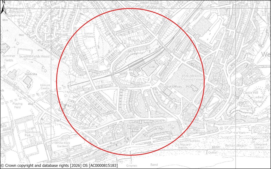 Image shows Figure 43. A map of low car parking area in Hastings